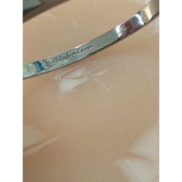 Kate Spade Silver-Tone Bow Hinged Bangle Bracelet With Rhinestones For Women - Picture 8 of 8